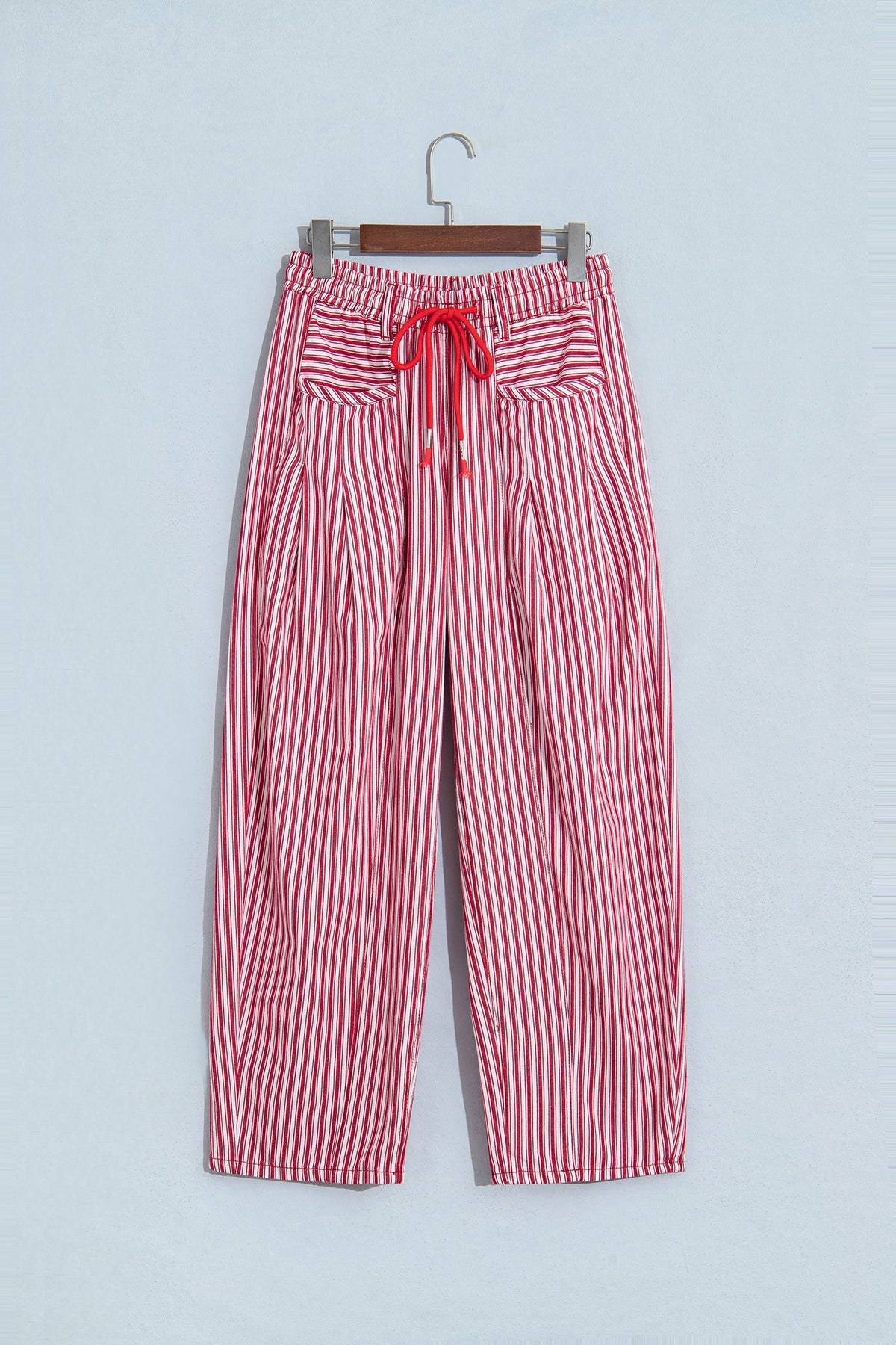 Blue Stripe Drawstring Casual Loose Pants