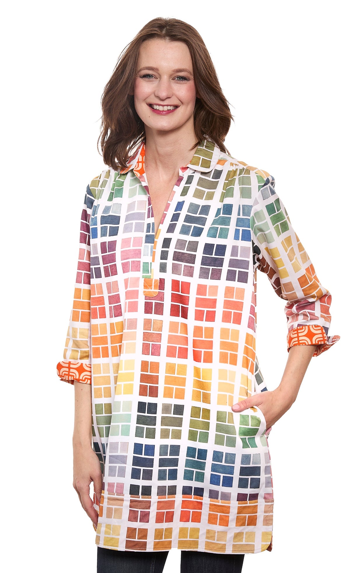 Vail Tunic Multi Colored Paint Tabs Cotton with Stretch Vail Tunic Multi Colored Paint Tabs Cotton with Stretch