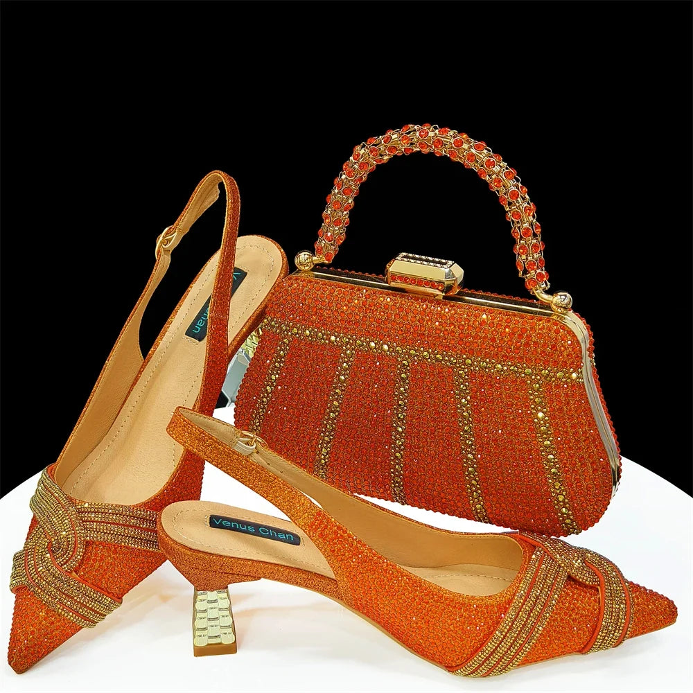 Women's Shoes and Bag Set with Rhinestone Ed129