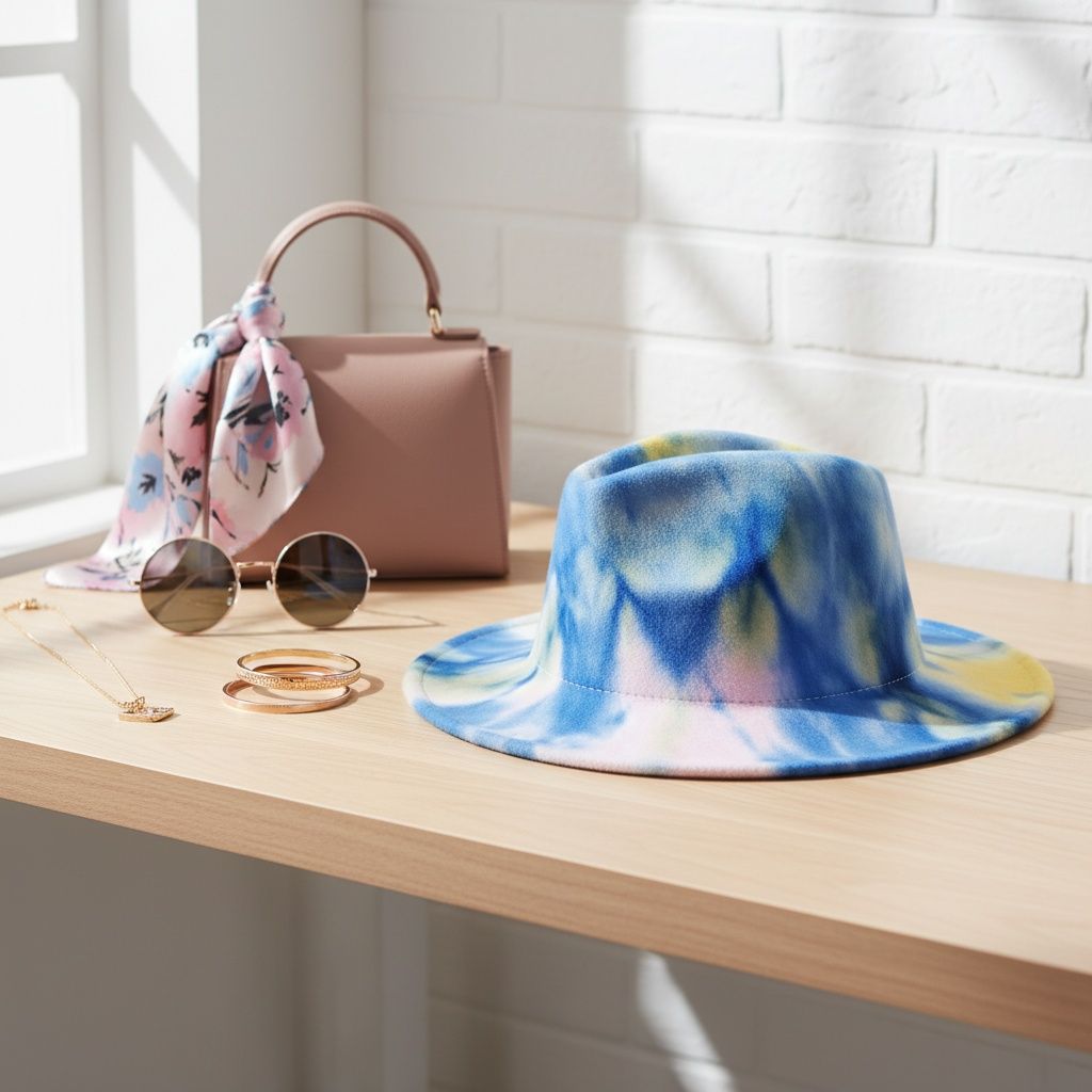 Women’s Fedora Hat Tie Dye Blue Pink Yellow Trendy Fashion Accessory