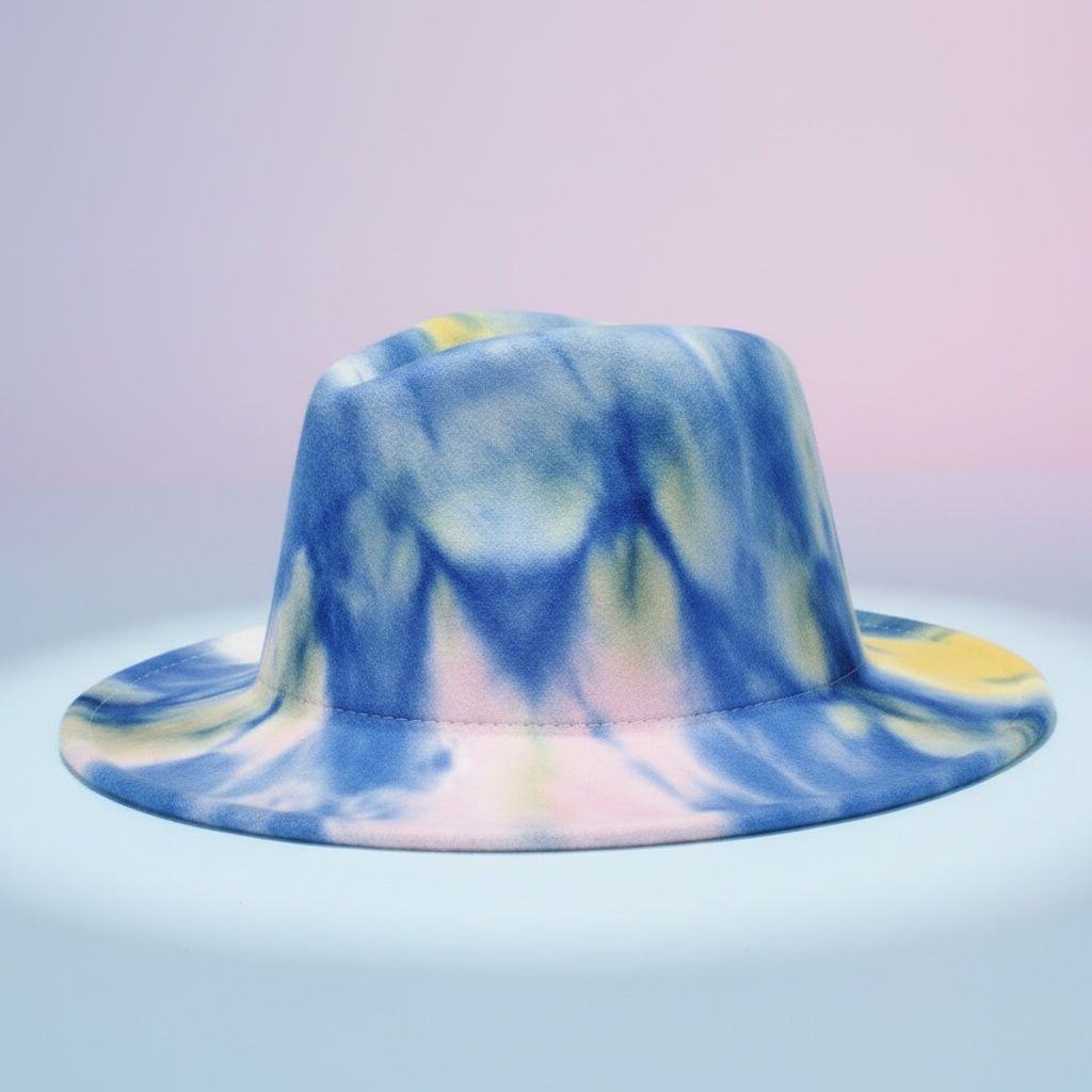 Women’s Fedora Hat Tie Dye Blue Pink Yellow Trendy Fashion Accessory