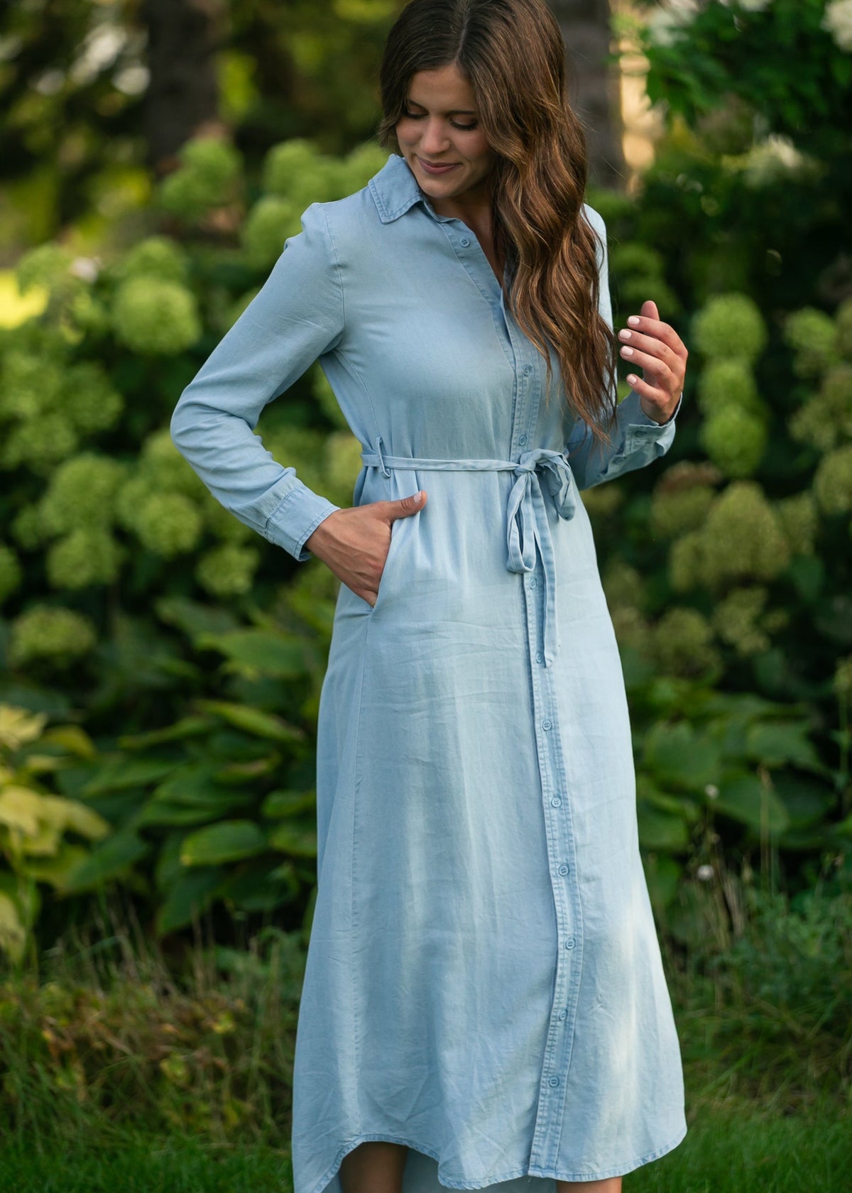 Hazel Chambray Long Sleeve Dress