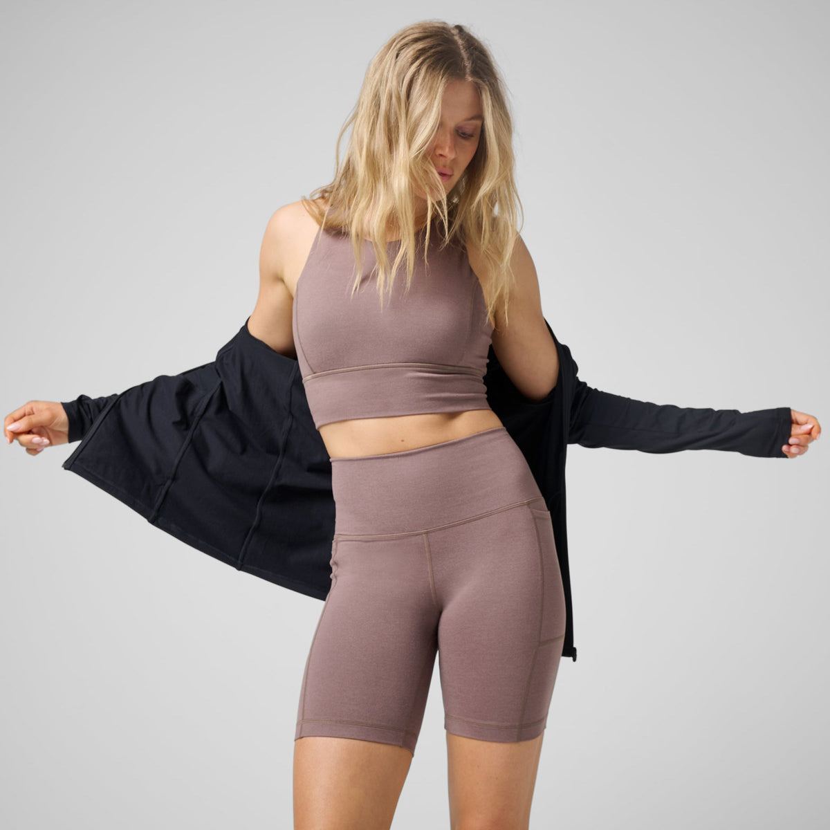 High Neck Pocket Long Bra